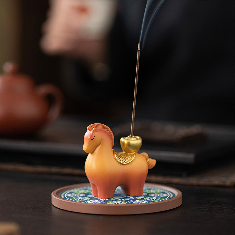 Buddha Stones Year Of The Horse 2026 New Year Ingot Attracting Wealth Home Decoration Incense Burner