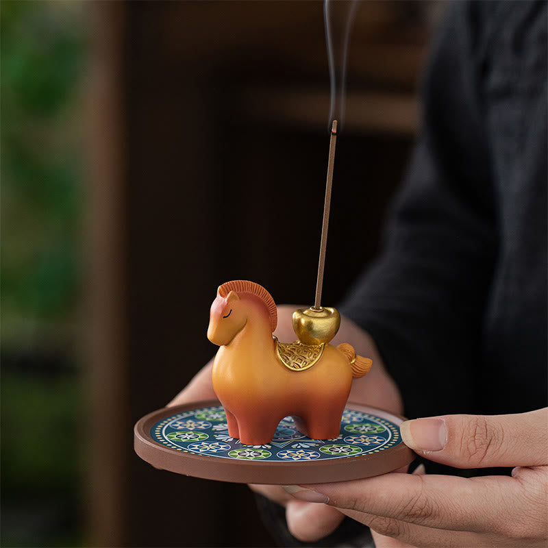 Buddha Stones Year Of The Horse 2026 New Year Ingot Attracting Wealth Home Decoration Incense Burner