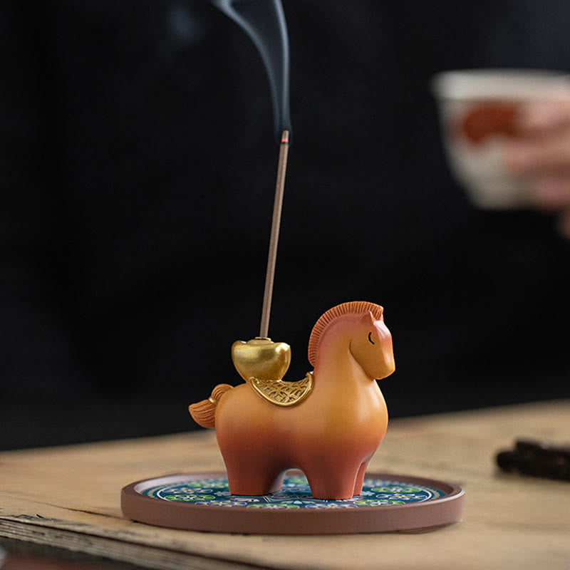 Buddha Stones Year Of The Horse 2026 New Year Ingot Attracting Wealth Home Decoration Incense Burner
