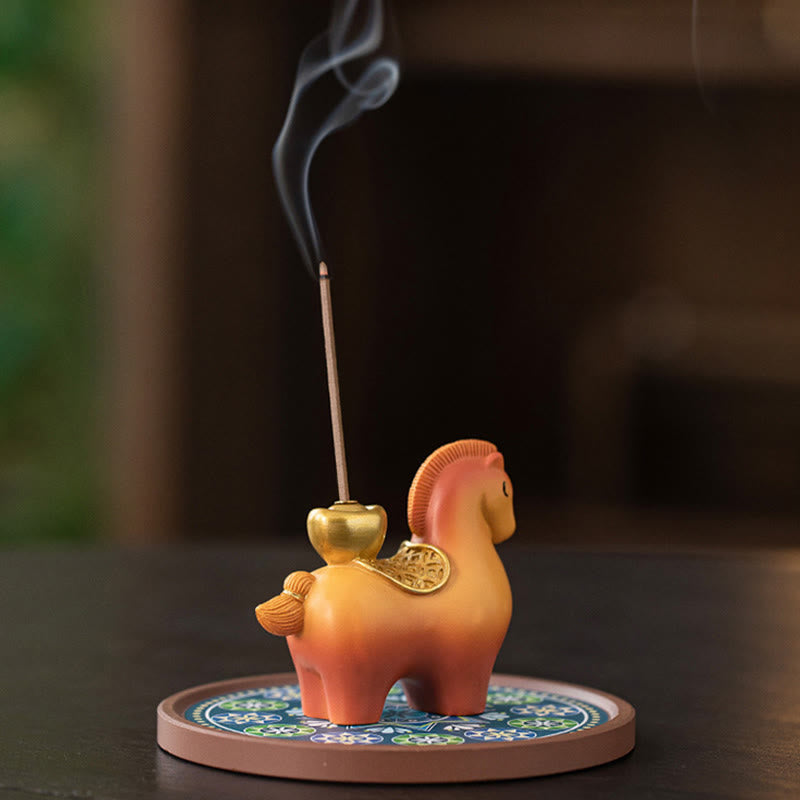 Buddha Stones Year Of The Horse 2026 New Year Ingot Attracting Wealth Home Decoration Incense Burner
