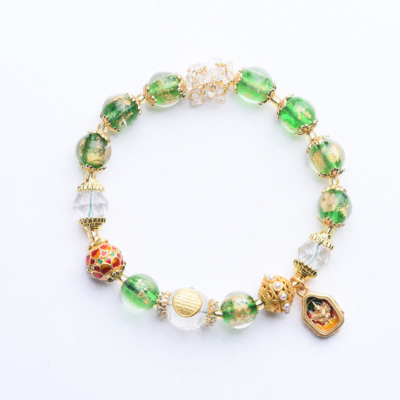 Buddha Stones Liuli Glass 925 Sterling Silver Copper Keep Away Evil Spirits Bracelet