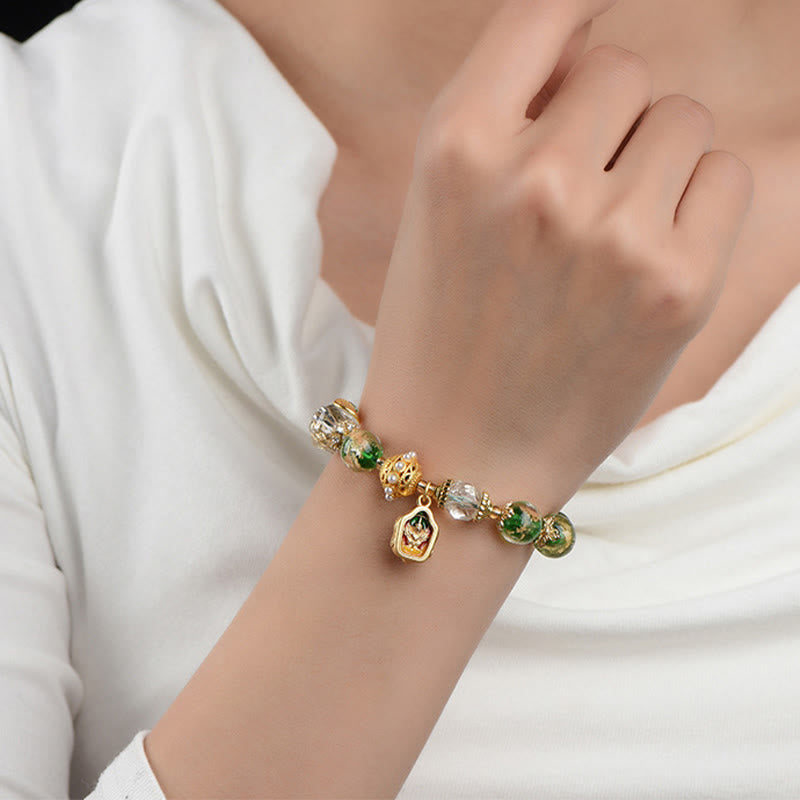 Buddha Stones Liuli Glass 925 Sterling Silver Copper Keep Away Evil Spirits Bracelet