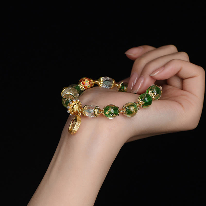 Buddha Stones Liuli Glass 925 Sterling Silver Copper Keep Away Evil Spirits Bracelet