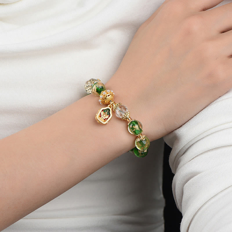 Buddha Stones Liuli Glass 925 Sterling Silver Copper Keep Away Evil Spirits Bracelet