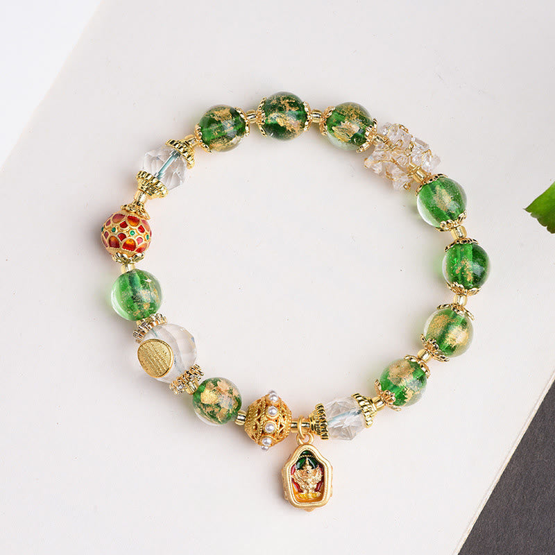 Buddha Stones Liuli Glass 925 Sterling Silver Copper Keep Away Evil Spirits Bracelet