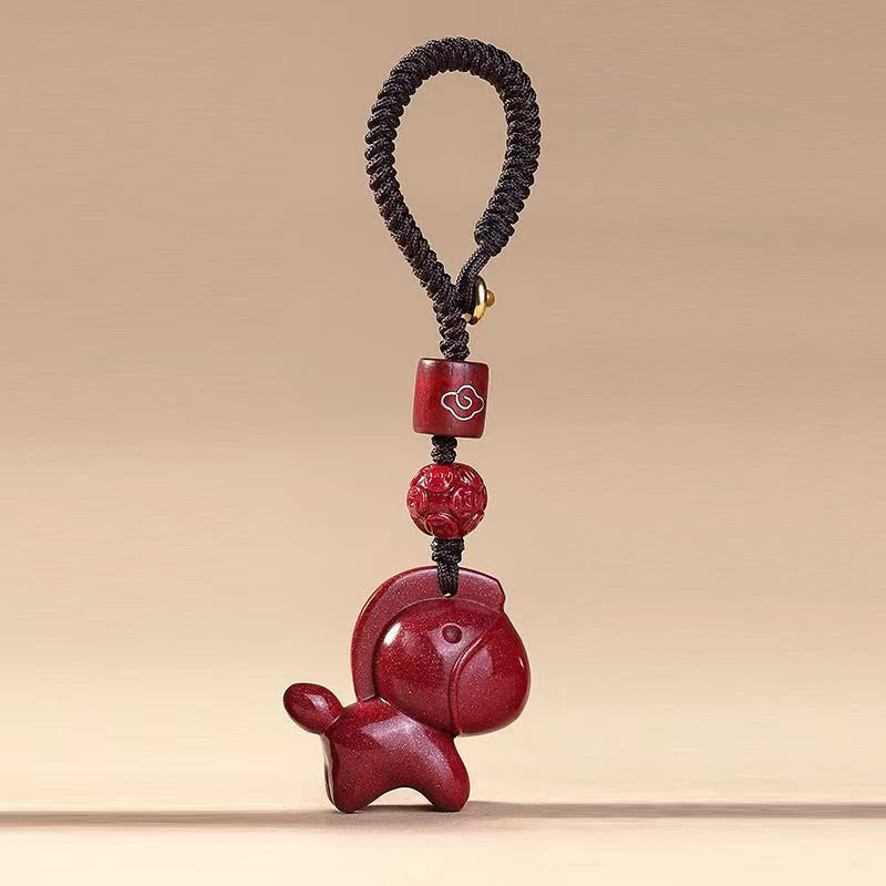 Buddha Stones Year Of The Horse Cinnabar Blessing Key Chain