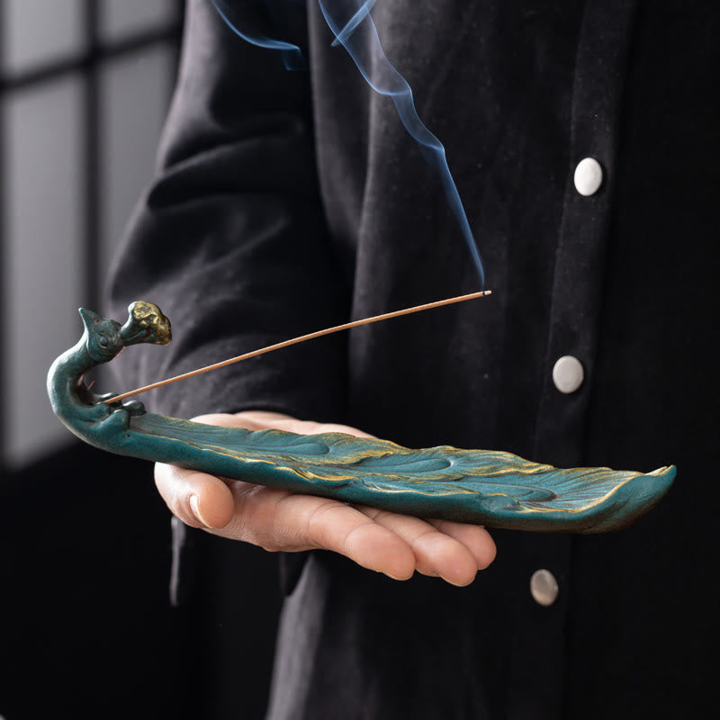Buddha Stones Peacock Shape Fortune Home Decoration Incense Burner
