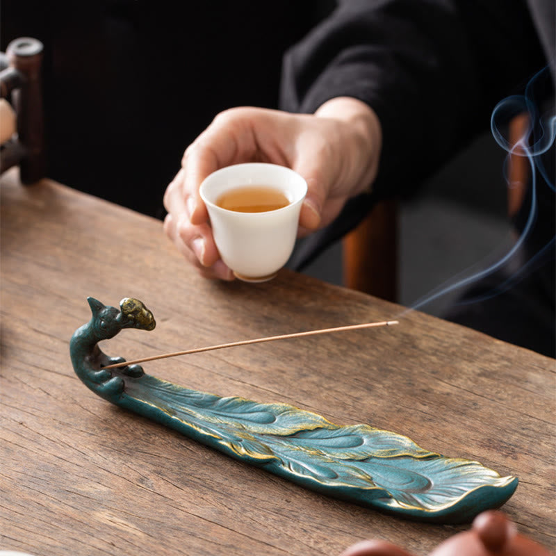 Buddha Stones Peacock Shape Fortune Home Decoration Incense Burner