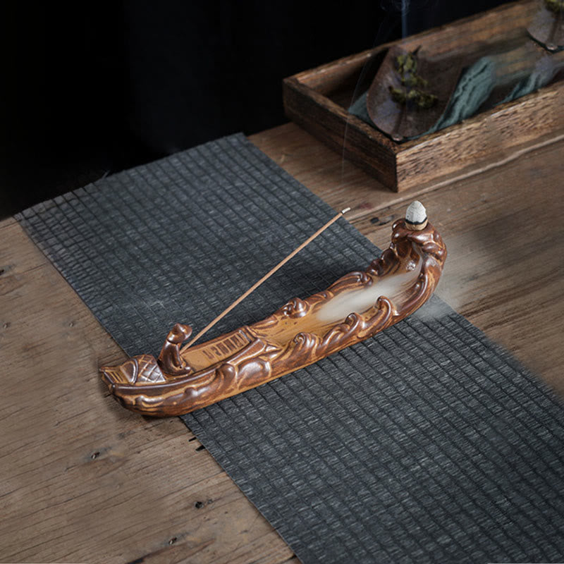 Buddha Stones Small Boat Cicada Home Decoration Incense Burner
