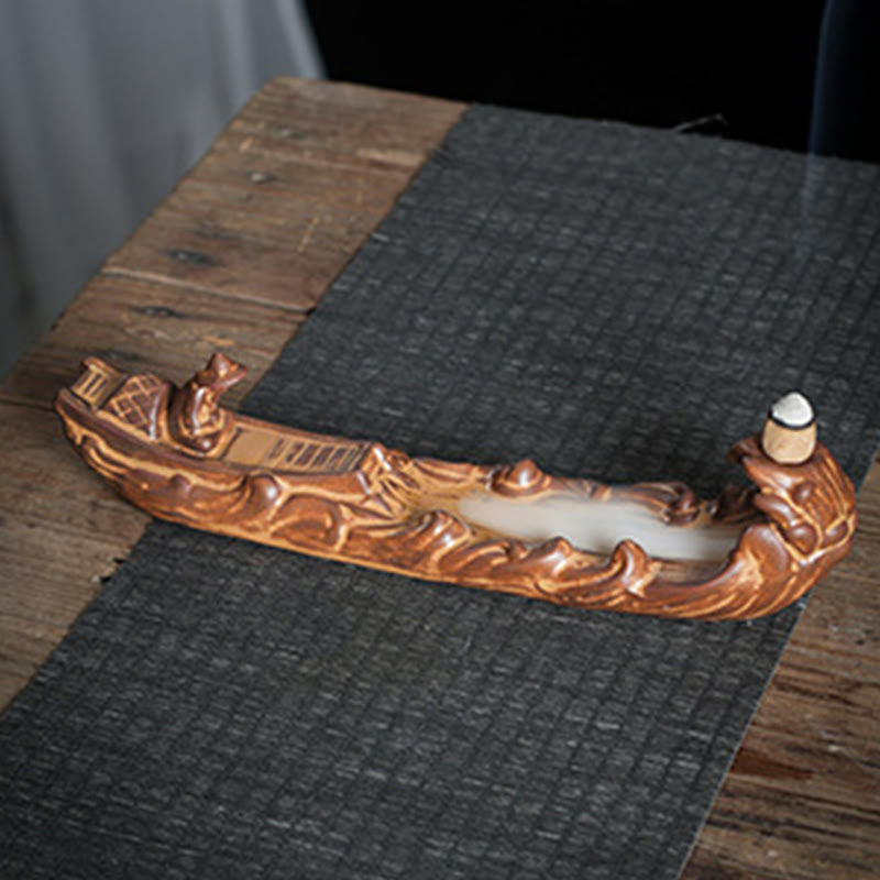 Buddha Stones Small Boat Cicada Home Decoration Incense Burner
