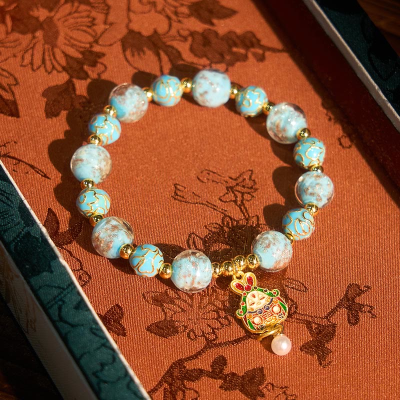 Buddha Stones Rabbit Liuli Glass Luck Bracelet
