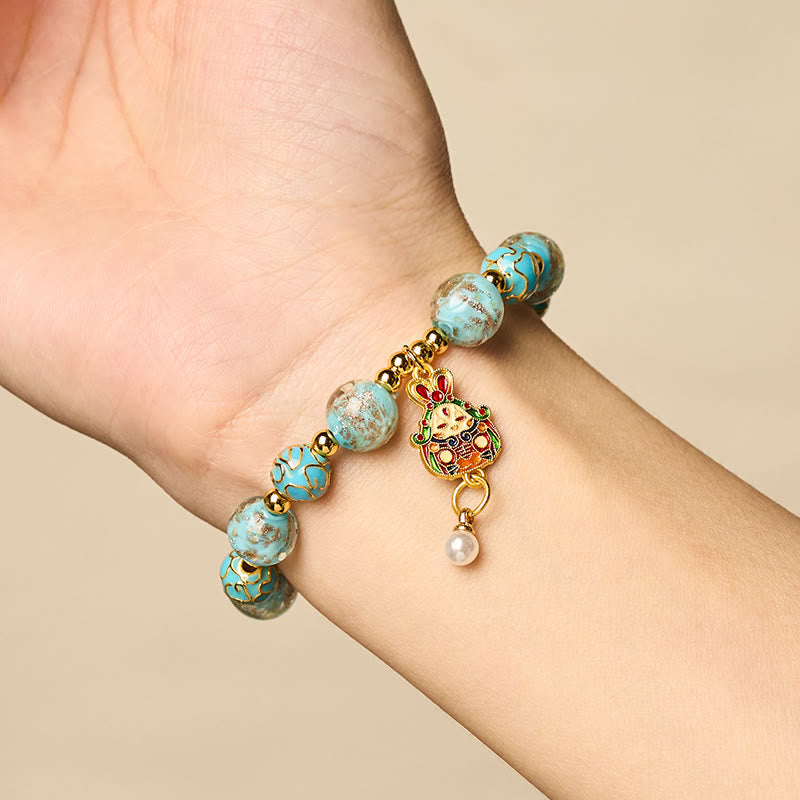 Buddha Stones Rabbit Liuli Glass Luck Bracelet