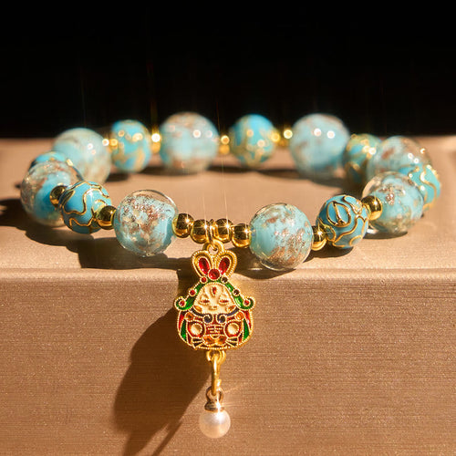 Buddha Stones Rabbit Liuli Glass Luck Bracelet