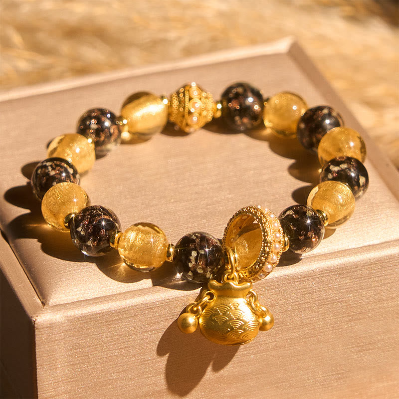 Buddha Stones Fu Character Liuli Glass Blessings Bracelet