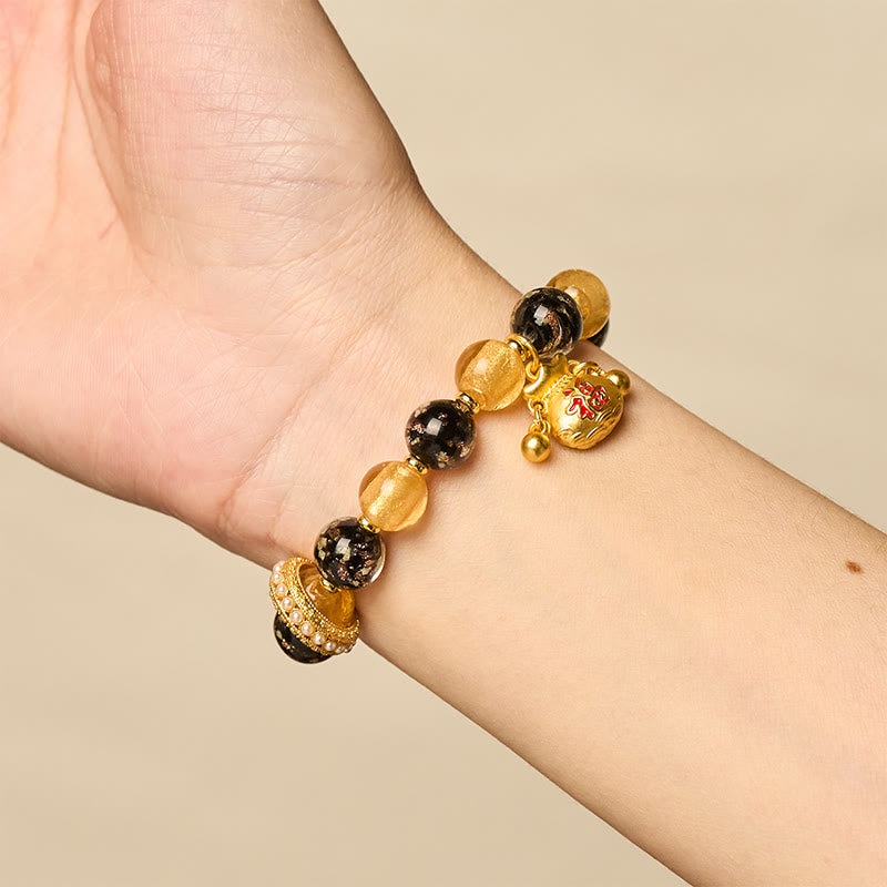 Buddha Stones Fu Character Liuli Glass Blessings Bracelet