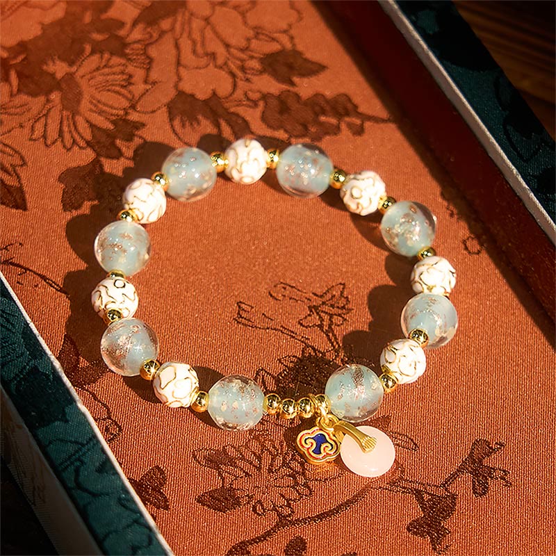 Buddha Stones Blue Liuli Glass Blessings Bracelet