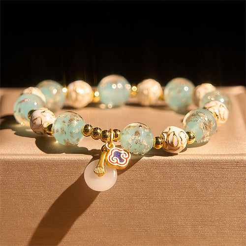 Buddha Stones Blue Liuli Glass Blessings Bracelet