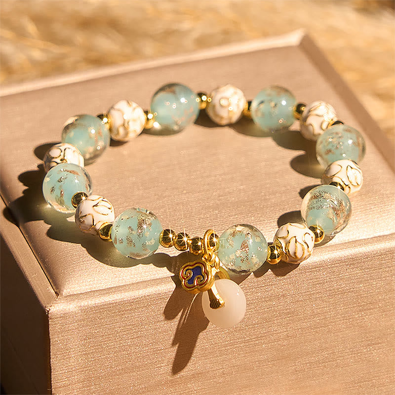 Buddha Stones Blue Liuli Glass Blessings Bracelet