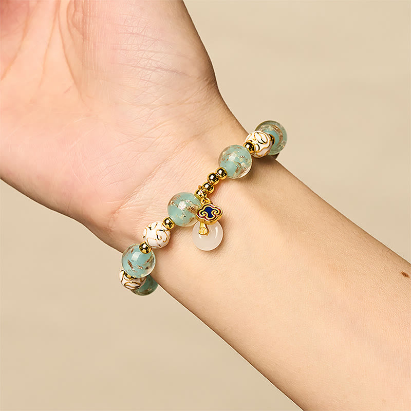 Buddha Stones Blue Liuli Glass Blessings Bracelet