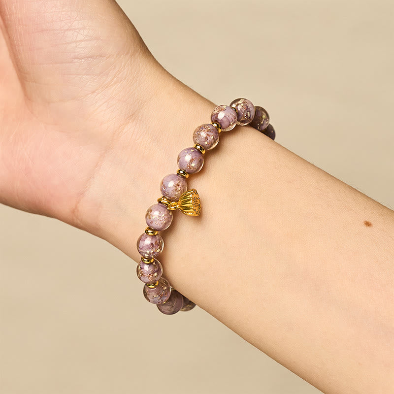 Buddha Stones Purple Liuli Glass Luck Bracelet