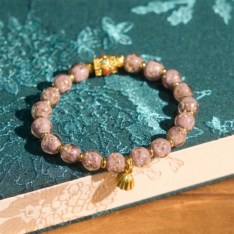 Buddha Stones Purple Liuli Glass Luck Bracelet