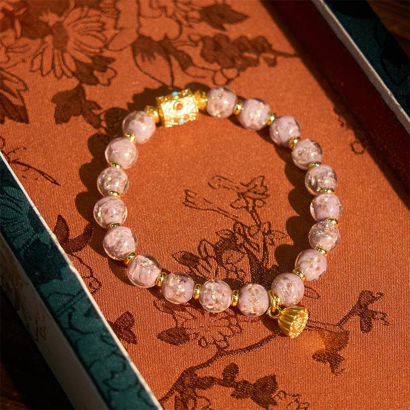 Buddha Stones Purple Liuli Glass Luck Bracelet