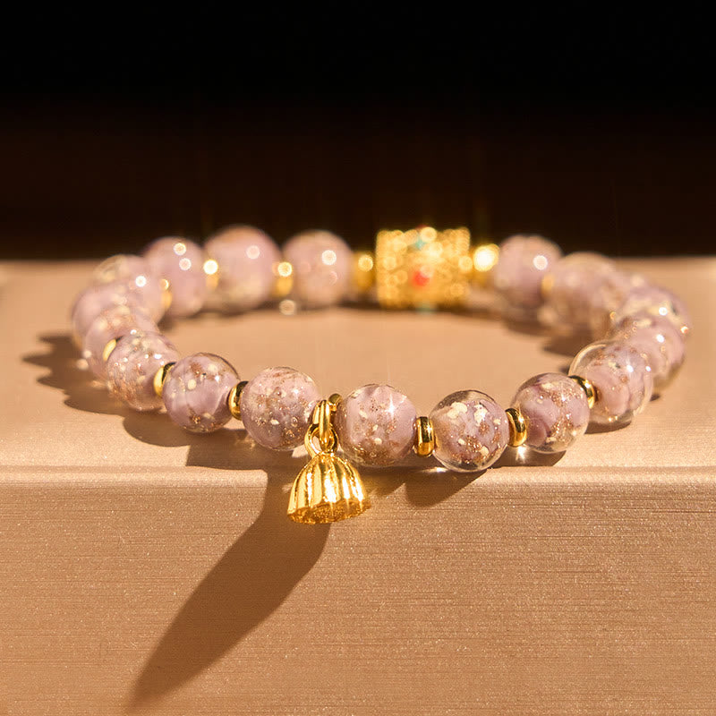 Buddha Stones Purple Liuli Glass Luck Bracelet
