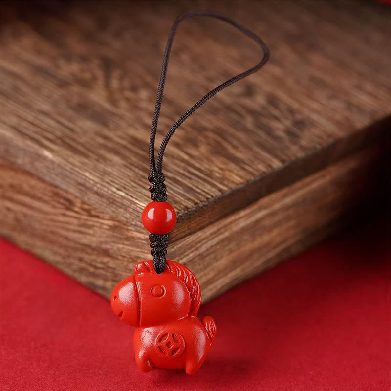 Buddha Stones Year Of The Horse Cinnabar Keep Away Evil Spirits Key Chain