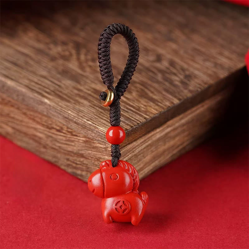 Buddha Stones Year Of The Horse Cinnabar Keep Away Evil Spirits Key Chain