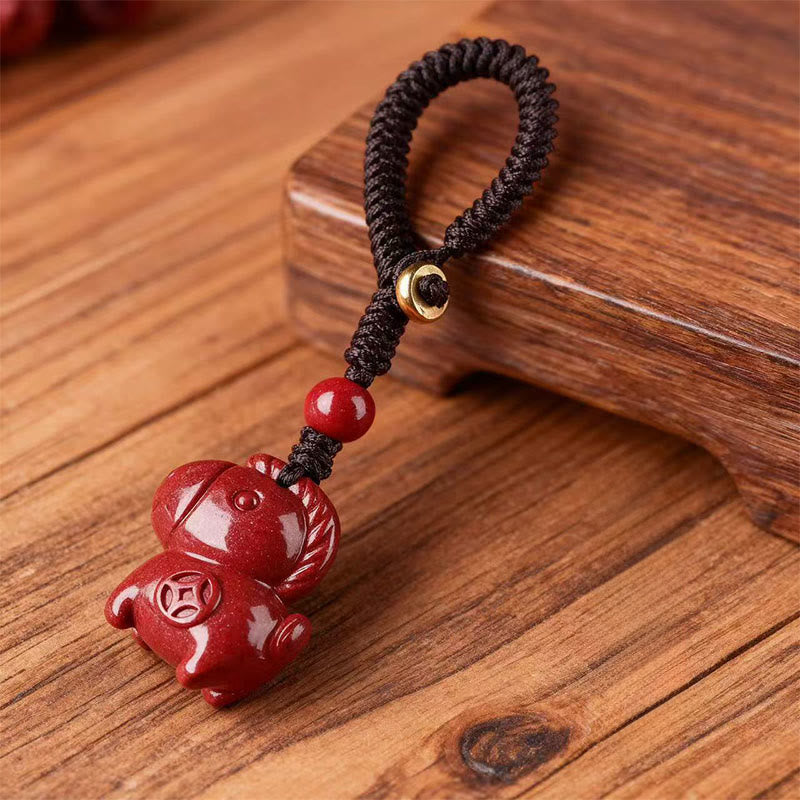 Buddha Stones Year Of The Horse Cinnabar Keep Away Evil Spirits Key Chain