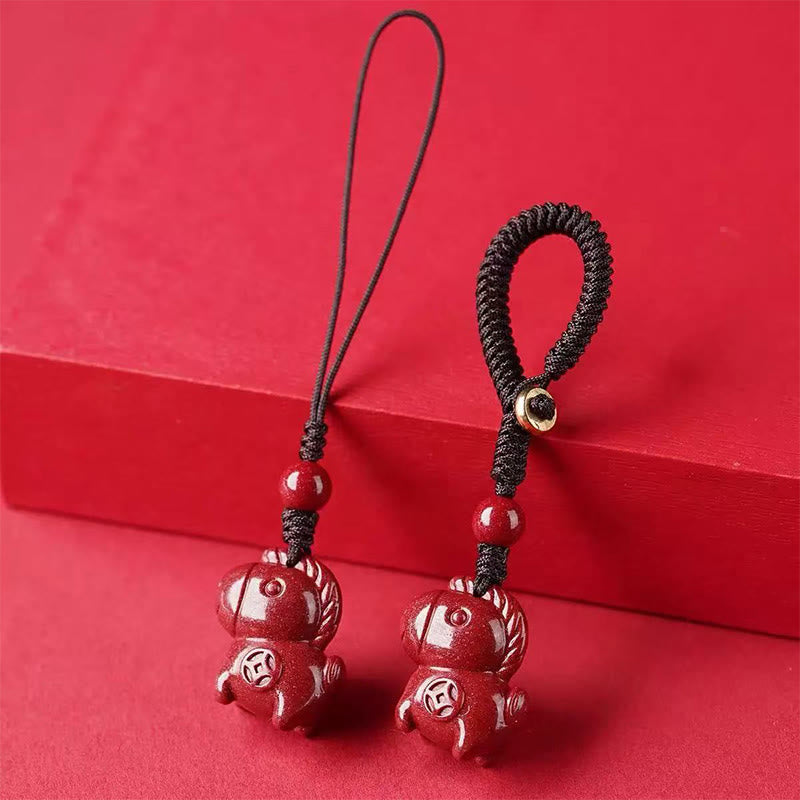 Buddha Stones Year Of The Horse Cinnabar Keep Away Evil Spirits Key Chain