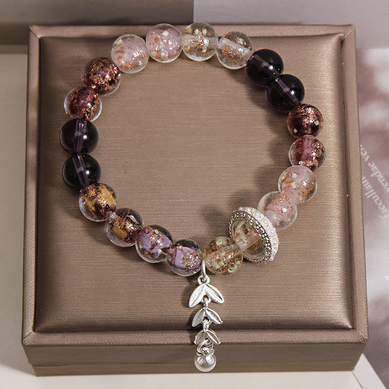 Buddha Stones Liuli Glass Bead Wheat Ear Charm Bracelet