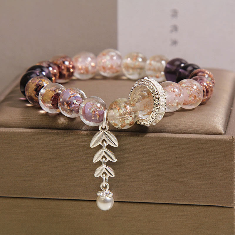 Buddha Stones Liuli Glass Bead Wheat Ear Charm Bracelet