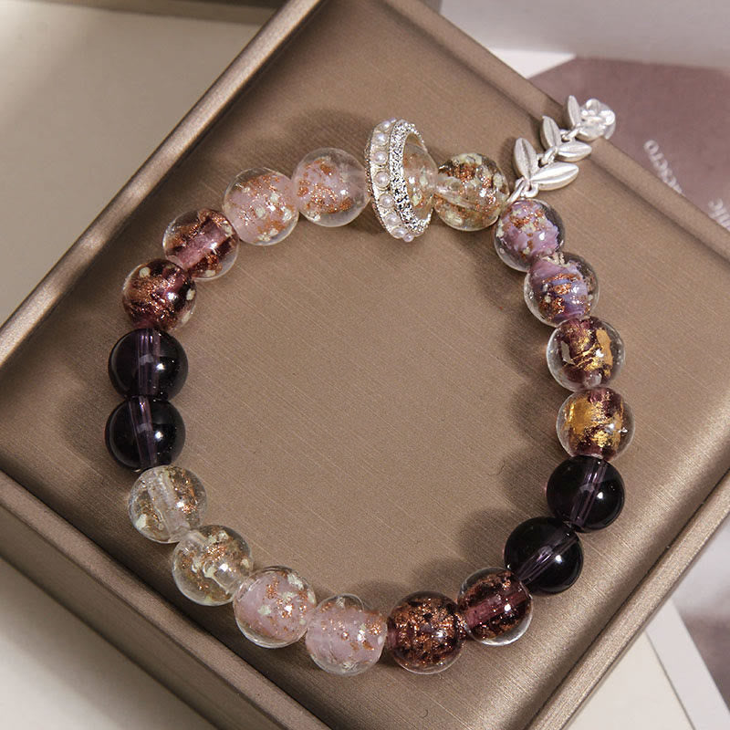 Buddha Stones Liuli Glass Bead Wheat Ear Charm Bracelet