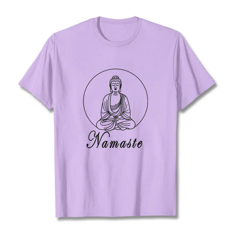 Buddha Stones NAMASTE Buddha Meditating Tee T-shirt