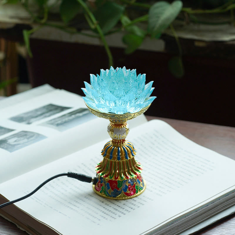 Buddha Stones Lotus Liuli Glass Eight Auspicious Symbols Base Enlightenment Home Decoration
