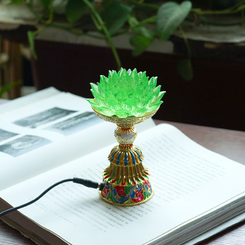 Buddha Stones Lotus Liuli Glass Eight Auspicious Symbols Base Enlightenment Home Decoration