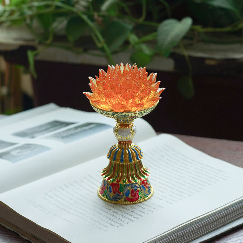 Buddha Stones Lotus Liuli Glass Eight Auspicious Symbols Base Enlightenment Home Decoration