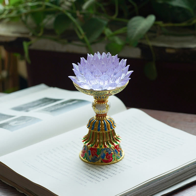 Buddha Stones Lotus Liuli Glass Eight Auspicious Symbols Base Enlightenment Home Decoration