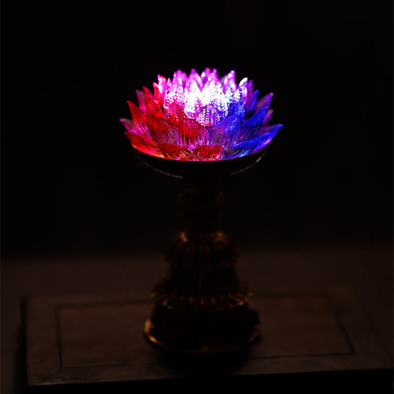Buddha Stones Lotus Liuli Glass Eight Auspicious Symbols Base Enlightenment Home Decoration