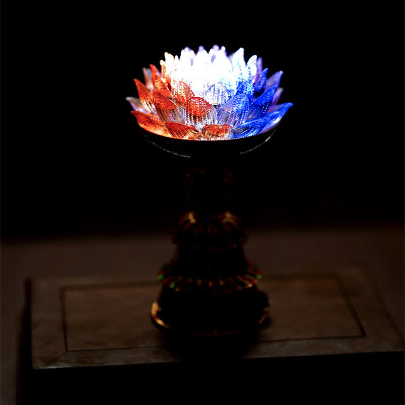 Buddha Stones Lotus Liuli Glass Eight Auspicious Symbols Base Enlightenment Home Decoration