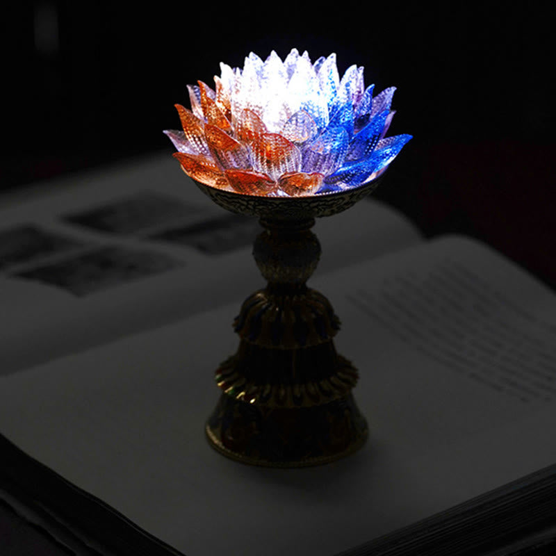 Buddha Stones Lotus Liuli Glass Eight Auspicious Symbols Base Enlightenment Home Decoration