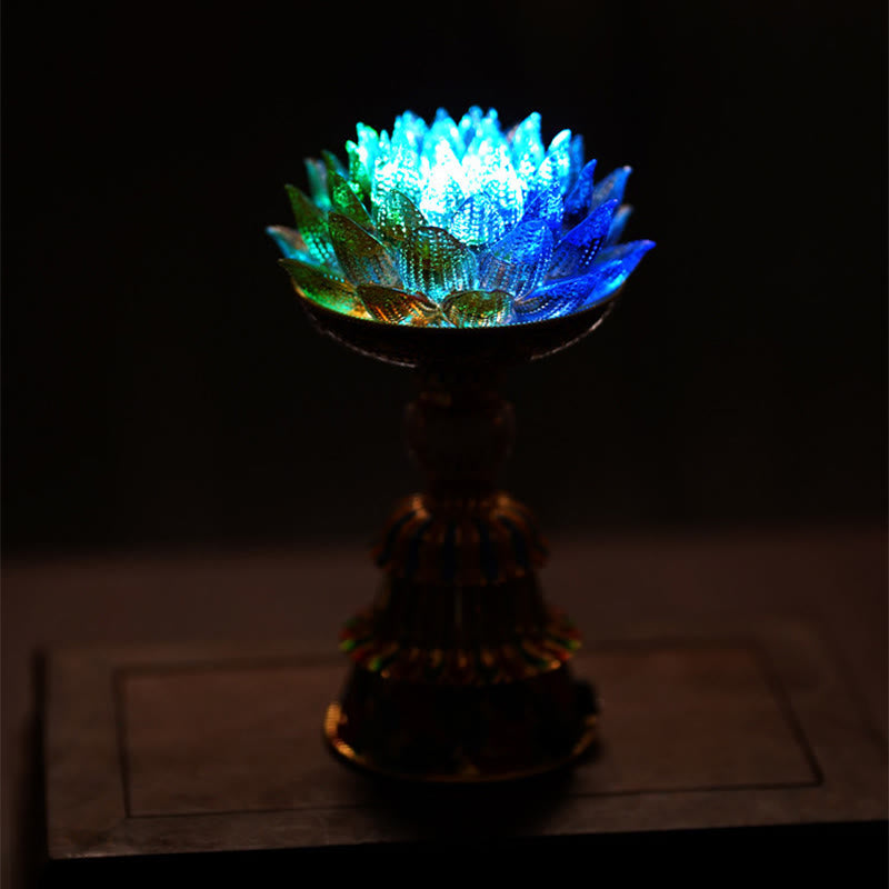 Buddha Stones Lotus Liuli Glass Eight Auspicious Symbols Base Enlightenment Home Decoration