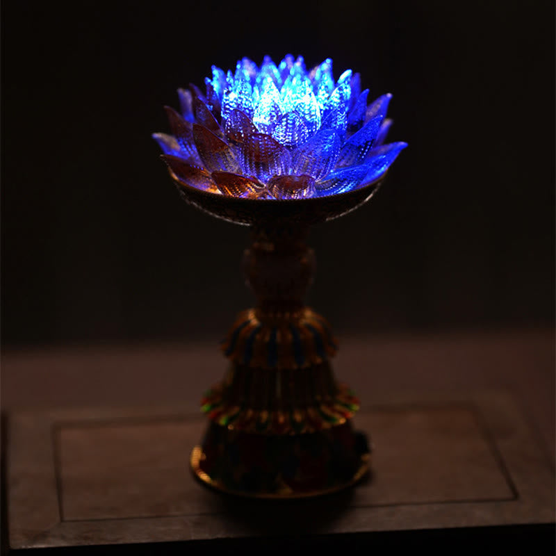 Buddha Stones Lotus Liuli Glass Eight Auspicious Symbols Base Enlightenment Home Decoration