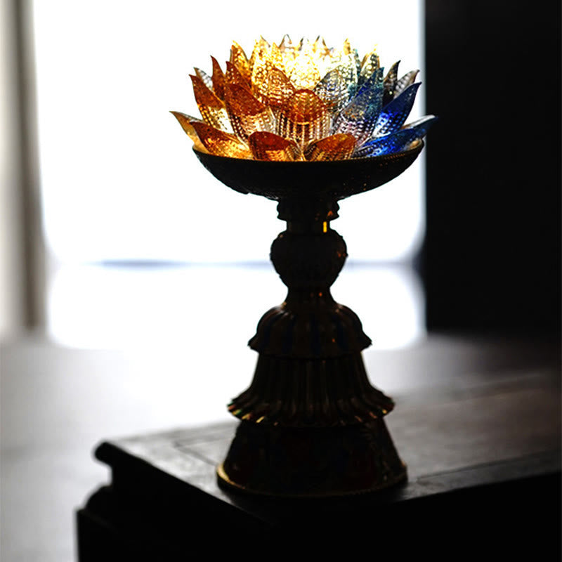 Buddha Stones Lotus Liuli Glass Eight Auspicious Symbols Base Enlightenment Home Decoration