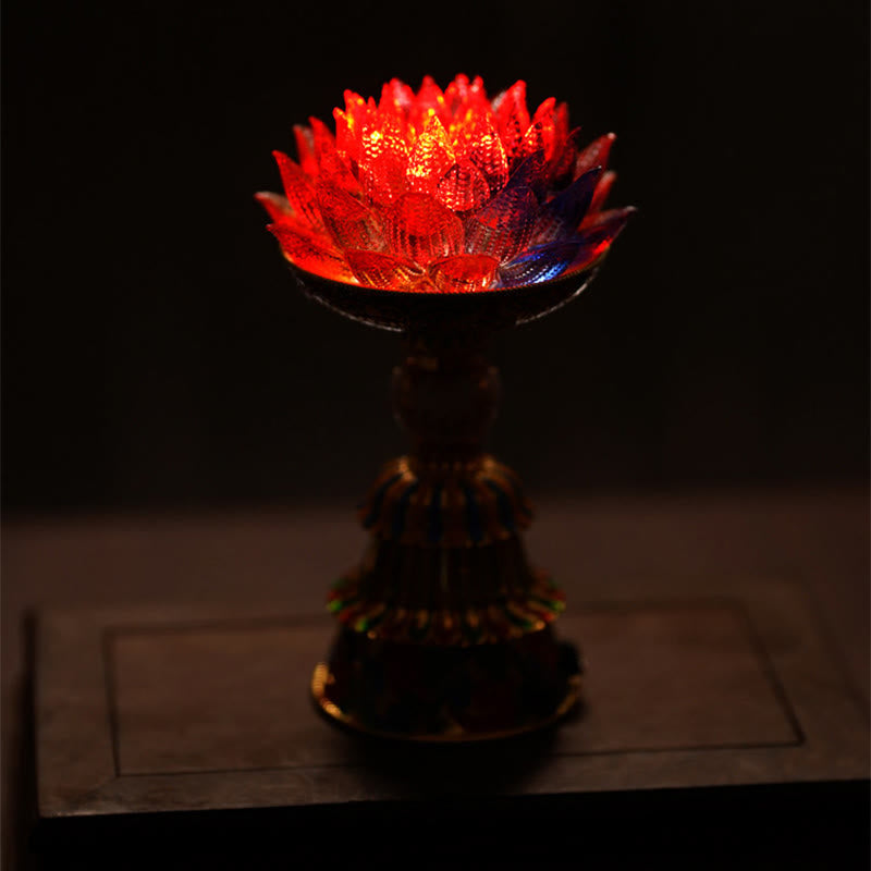 Buddha Stones Lotus Liuli Glass Eight Auspicious Symbols Base Enlightenment Home Decoration
