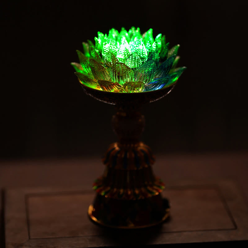 Buddha Stones Lotus Liuli Glass Eight Auspicious Symbols Base Enlightenment Home Decoration