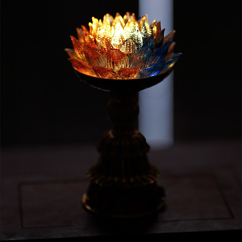 Buddha Stones Lotus Liuli Glass Eight Auspicious Symbols Base Enlightenment Home Decoration