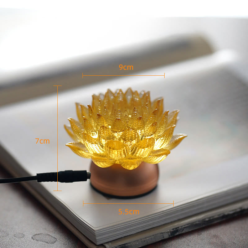 Buddha Stones Lotus Liuli Glass Copper Brass New Begining Home Decoration
