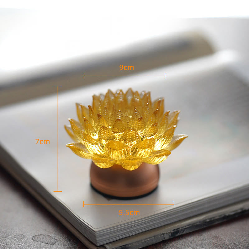 Buddha Stones Lotus Liuli Glass Copper Brass New Begining Home Decoration